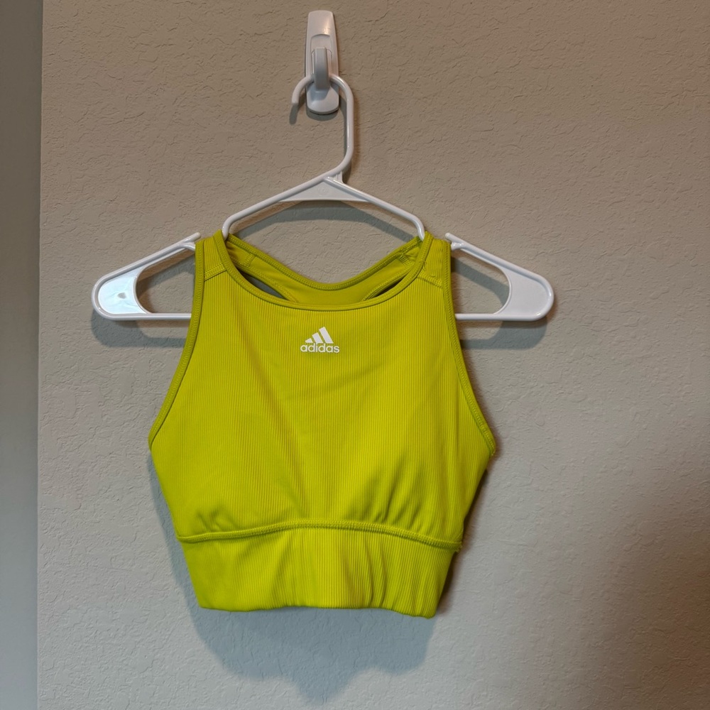 adidas Neon Yellow High-Neck Sports Bra